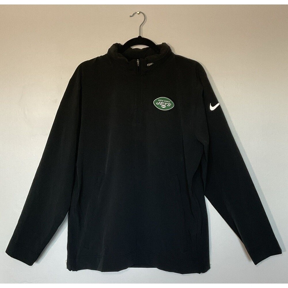 Nike New York JETS NFL Issued 1/4 zip pullover Hooded Coach Jacket Size M
